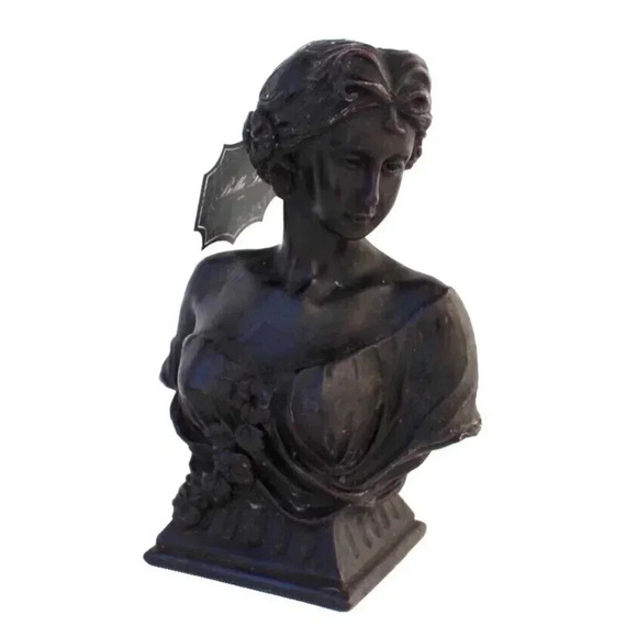 New Black Victorian Art Deco Bust Of A Young Lady Figurine Statue Candle - Picture 1 of 3